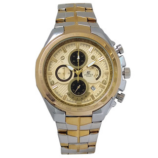 ارسال رایگان ادیفیس مردانه CASIO EDIFICE کرنوگراف سه موتور ساعت بندفلزی ضدآب طلایی