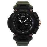 ساعت اسپرت مشکی جی شاک سبز کورال مردانه CORAL دیجیتال آنالوگ دوزمانه ضدآب SPORTجیشاک