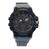 ساعت اسپرت مشکی جی شاک طوسی کورال مردانه CORAL دیجیتال آنالوگ دوزمانه ضدآب SPORTجیشاک