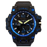 ساعت اسپرت مشکی جی شاک مشکی آبی کورال مردانه CORAL دیجیتال آنالوگ دوزمانه ضدآب SPORTجیشاک